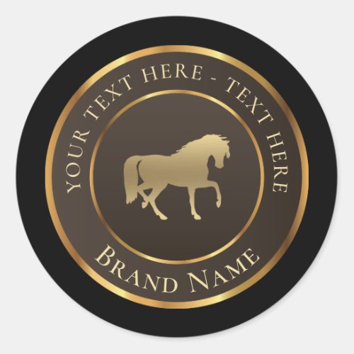 Gold Horse Logo Classic Round Sticker