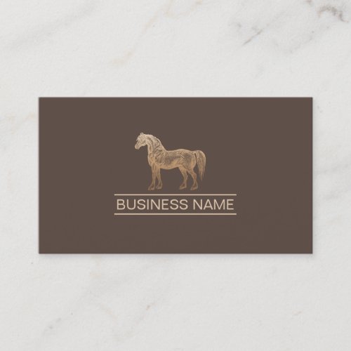 Gold Horse Logo Horseback Riding Brown Business Card