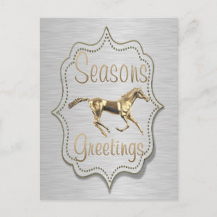Gold Horse On Silver Holiday Postcard