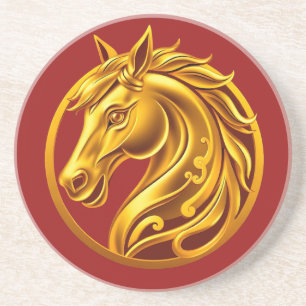 Gold Horse-Red and Gold-Chinese New Year 2026 Coaster