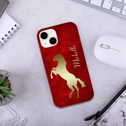 Gold Horse Red Personalized Case_Mate iPhone 14 Case