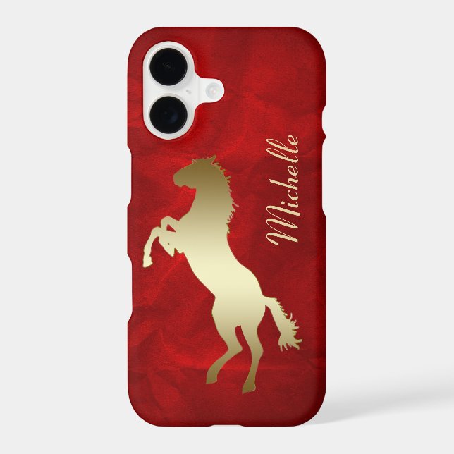 Gold Horse Red Personalized Case-Mate iPhone Case (Back)