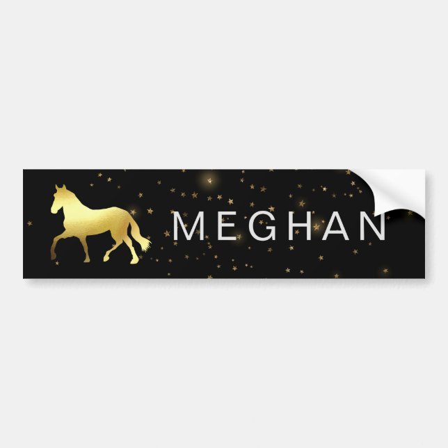 gold horse stars equestrian Monogram Bumper Sticker (Front)