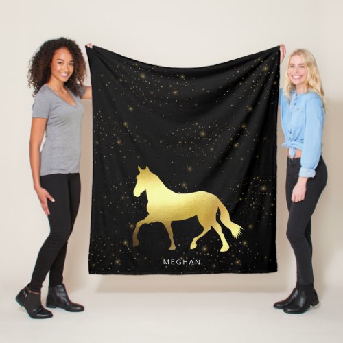 gold horse stars equestrian Monogram Fleece Blanket