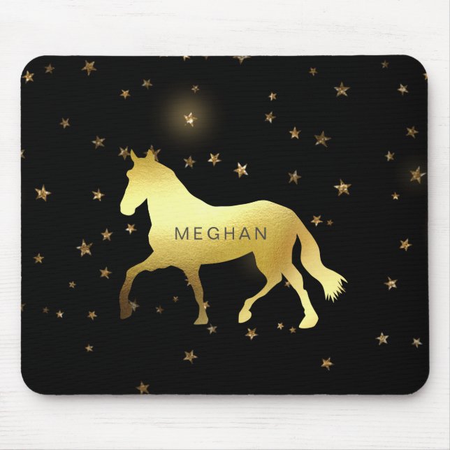 gold horse stars equestrian Monogram Mouse Pad (Front)