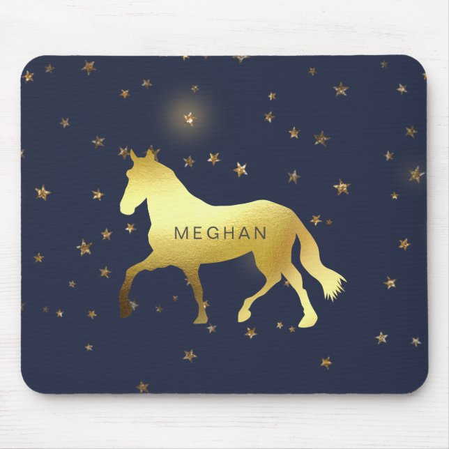 gold horse stars equestrian Monogram Mouse Pad (Front)