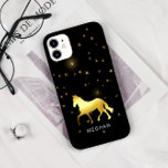 Gold Horse Stars Equestrian Personalized Monogram  iPhone 11 Case<br><div class="desc">Metallic horse illustration in gold on a black background with matching stars coupled with an elegant script. Check our store for more items from this collection.</div>