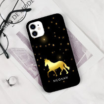 Gold Horse Stars Equestrian Personalized Monogram  iPhone 11 Case