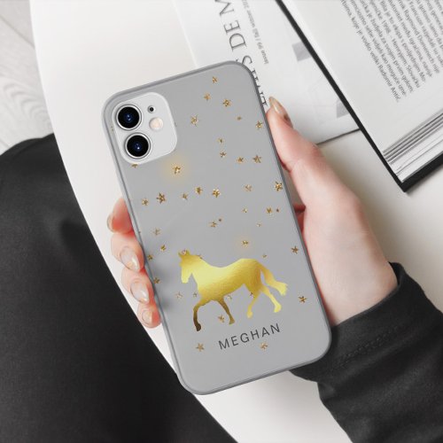 Gold Horse Stars Personalized Monogram iPhone 11 Case