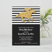 Gold Horse Stripes Derby Bridal Shower Invitations (Standing Front)
