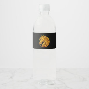 Gold Horse Water Bottle Label