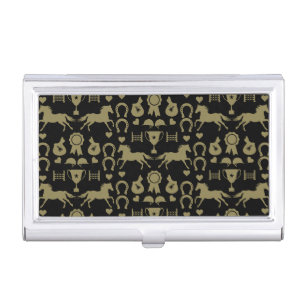 Gold Horseback Riding Business Card Case