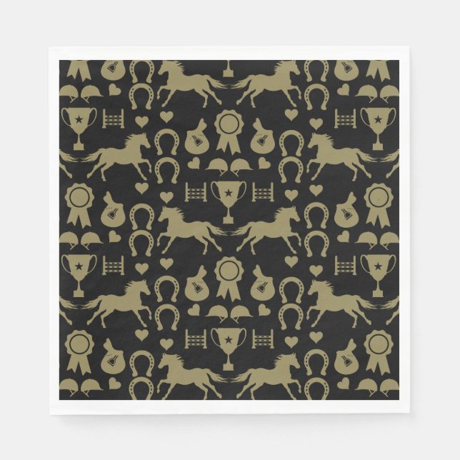 Gold Horseback Riding  Napkins (Front)