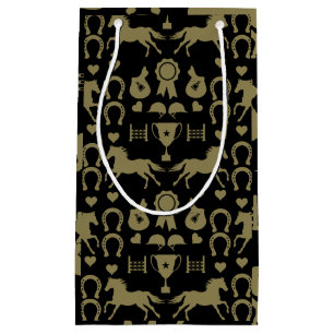 Gold Horseback Riding Small Gift Bag