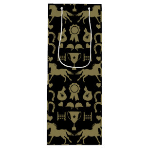 Gold Horseback Riding Wine Gift Bag