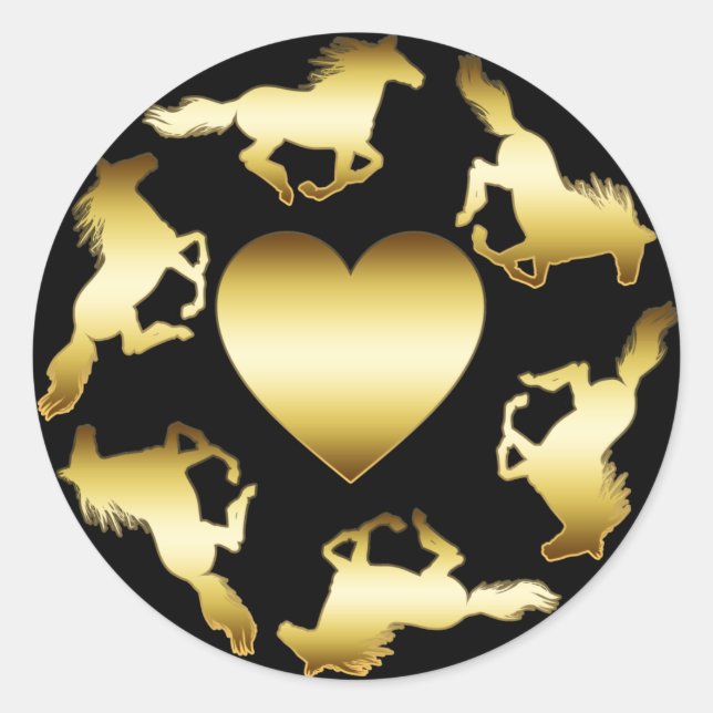 GOLD HORSES RING CLASSIC ROUND STICKER (Front)