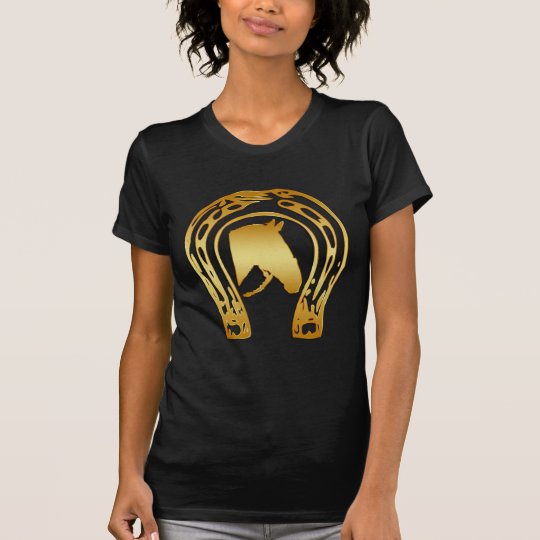 GOLD HORSESHOE AND HORSE HEAD T-Shirt