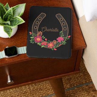 Gold Horseshoe Bright Floral Name Kindle Cover