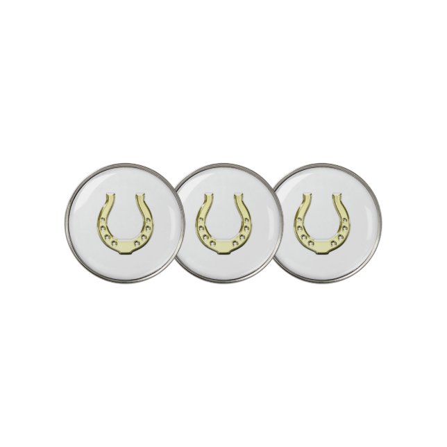 Gold Horseshoe Golf Ball Marker (3 Up)