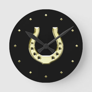Gold Horseshoe Round Clock