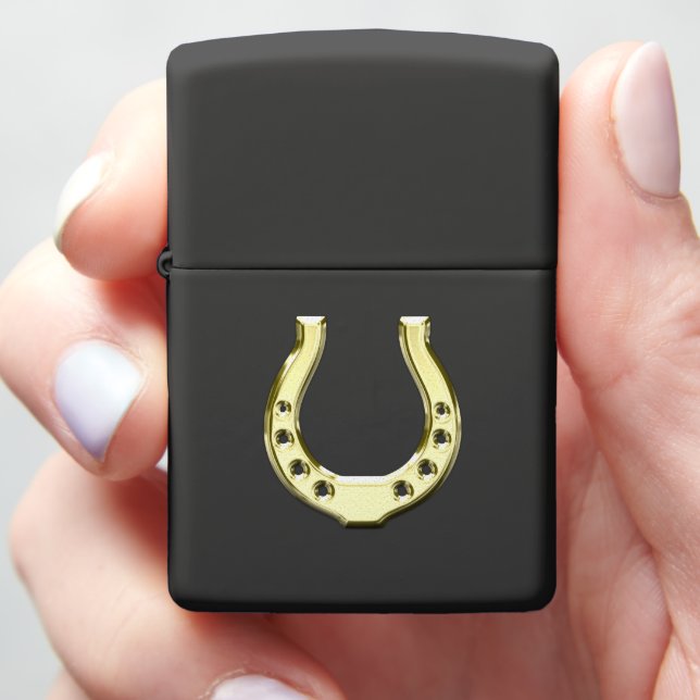 Gold Horseshoe Zippo Lighter (In Hand)