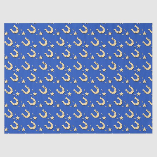 Gold Horseshoes and Stars Tissue Paper (Front)