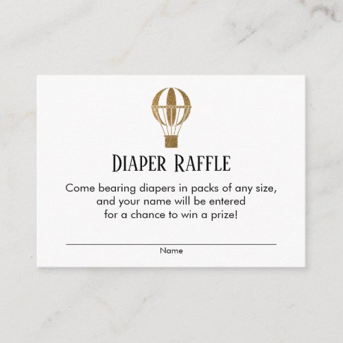 Gold Hot Air Balloon Diaper Raffle Ticket Cards