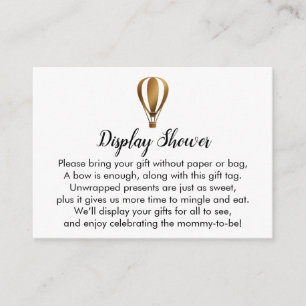 Gold Hot Air Balloon Display Shower Insert Cards