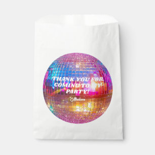 Gold Hot Pink Disco Ball Birthday Party Thank You Favor Bag