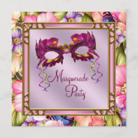 Gold Hot Pink Pink Purple Mask Masquerade Party