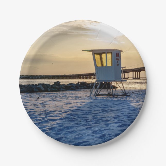 Gold Hour Destin East Pass Paper Plates (Front)