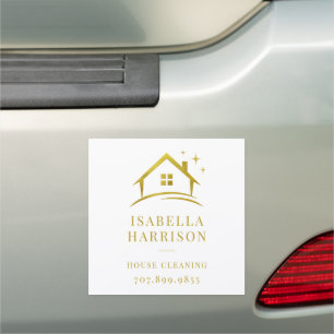 Gold House Cleaning Car Magnet