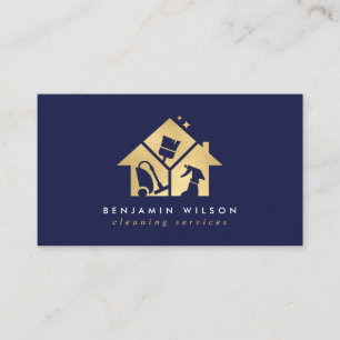 Gold House Cleaning Services Business Card