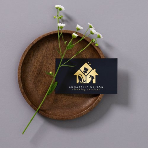 Gold House Cleaning Services Business Card