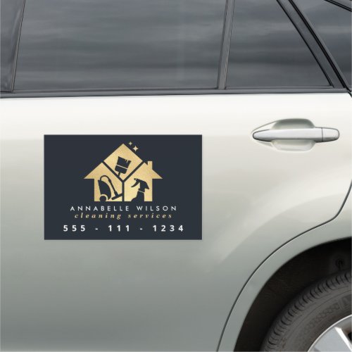 Gold House Cleaning Services Car Magnet