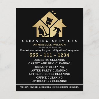 Gold House Cleaning Services Flyer | Zazzle