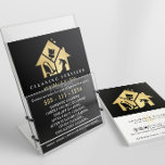 Gold House Cleaning Services  Flyer<br><div class="desc">Modern business flyer designed for a commercial or residential services for cleaning,  housekeeper,  maid service,  or janitorial supplies. Design featuring of gold house and cleaning equipment inside,  name and text line on the front. Customize the back with your full contact details and social media details.</div>