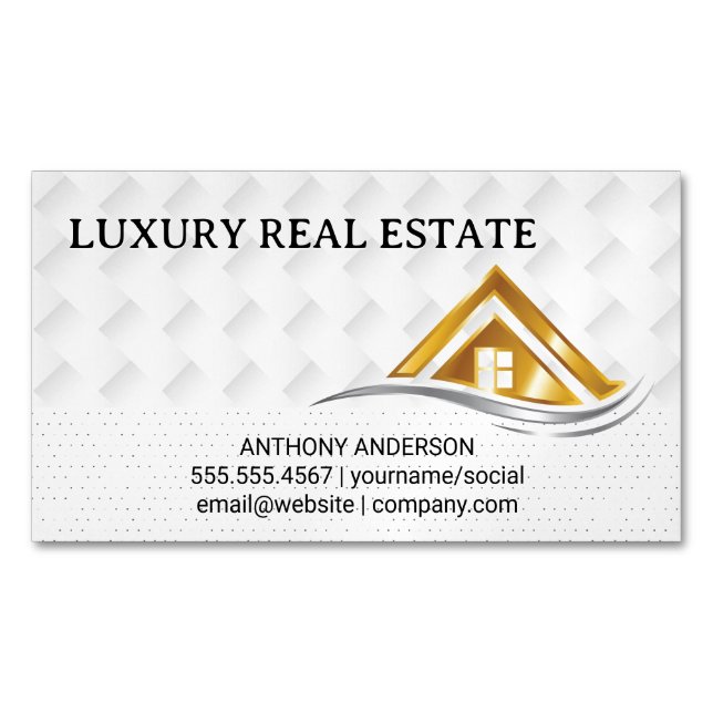 Gold House Logo | Real Estate Logo Business Card Magnet (Front)