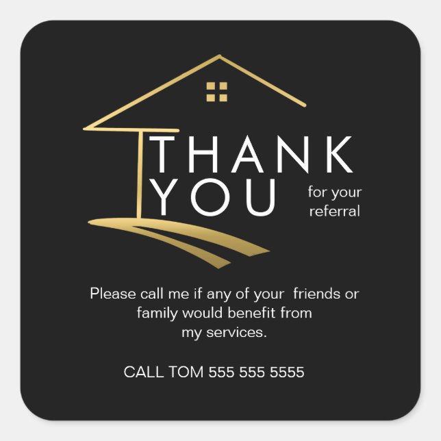 Gold House Real Estate Referral Thank You Sticker (Front)