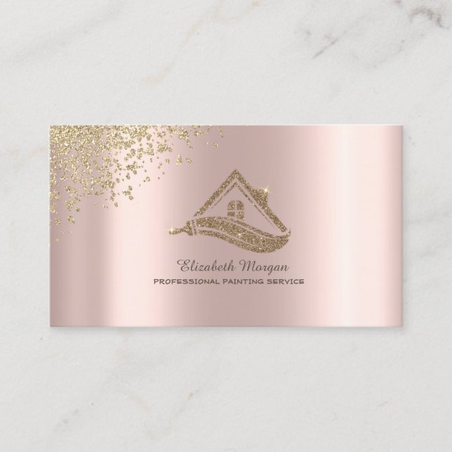 Gold House Roof Brush Diamonds Business Card (Front)
