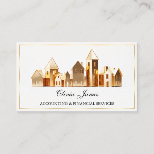 Gold Houses Financial Accounting or Real Estate Business Card