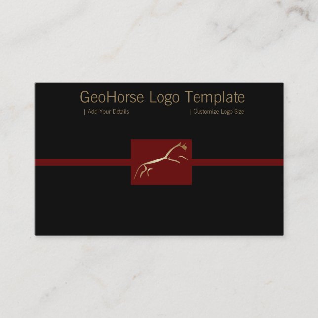 Gold Huffington Geoglyph Horse Logo Business Card (Front)