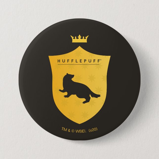 Gold HUFFLEPUFF™ Crowned Crest Button (Front)