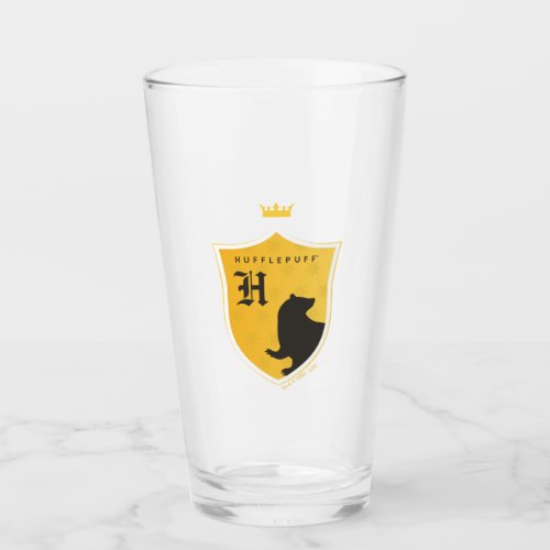 Gold HUFFLEPUFF Outlined Crowned Crest Glass