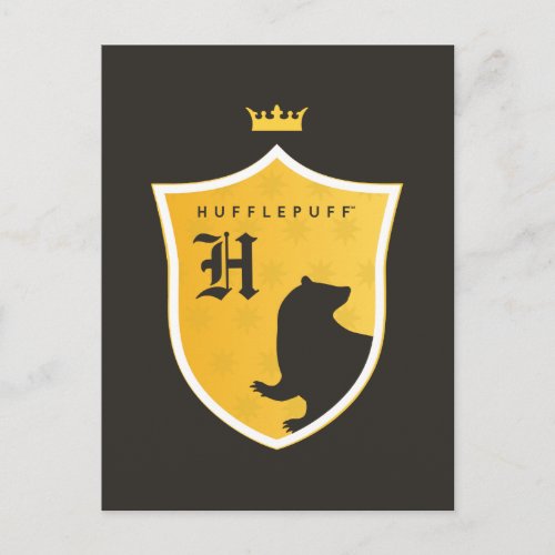 Gold HUFFLEPUFF Outlined Crowned Crest Invitation Postcard