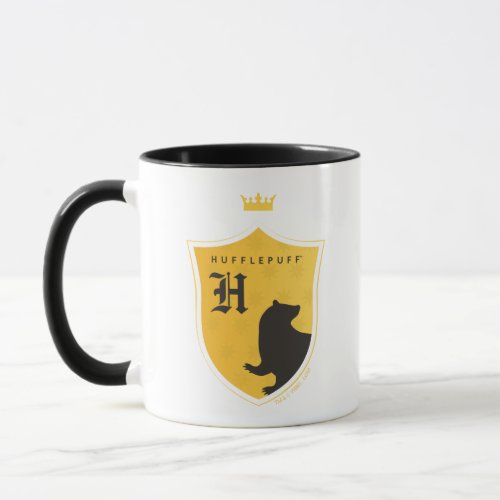 Gold HUFFLEPUFFâ Outlined Crowned Crest Mug