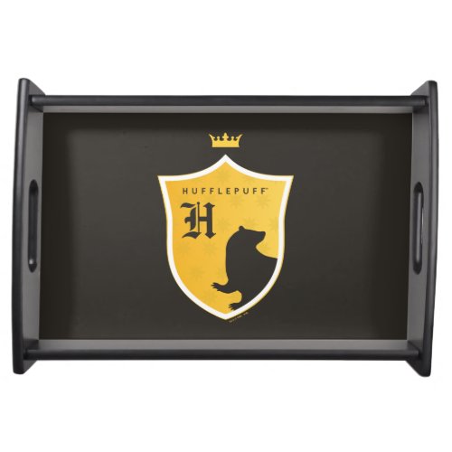 Gold HUFFLEPUFF Outlined Crowned Crest Serving Tray