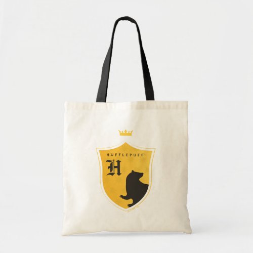 Gold HUFFLEPUFF Outlined Crowned Crest Tote Bag