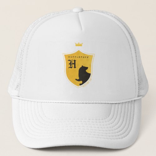 Gold HUFFLEPUFF Outlined Crowned Crest Trucker Hat