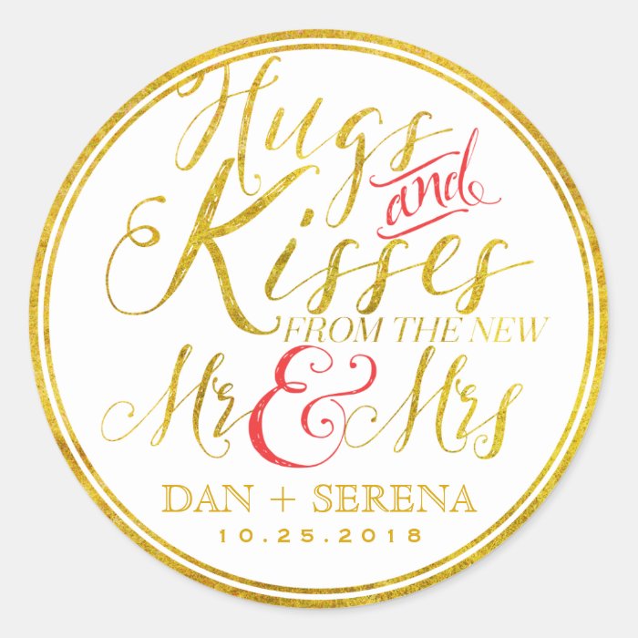 gold-hugs-kisses-from-new-mr-mrs-wedding-sticker-zazzle